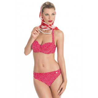 Maillot de Bain Femme Sun Playa 2 Pièces Balconnet Bonnet F Lolita Rouge à pois Blancs