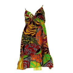 Beachwear Femme Palme Robe de Plage Fines Bretelles Multicolore