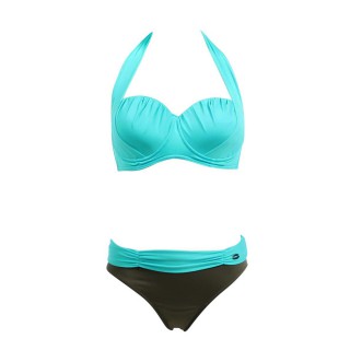 Maillot de Bain Femme Sun Playa 2 Pièces Balconnet Bonnet D Nube Drapé Griso Turquoise et Gris