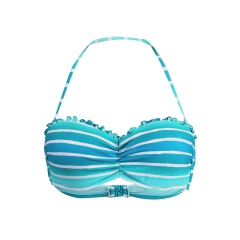 Haut de maillot de bain Seafolly Bandeau Miami Stripe Bustier Turquoise Seychelles