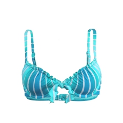 Haut de maillot de bain Seafolly Balconnet Miami Stripe Sweetheart Turquoise Seychelles